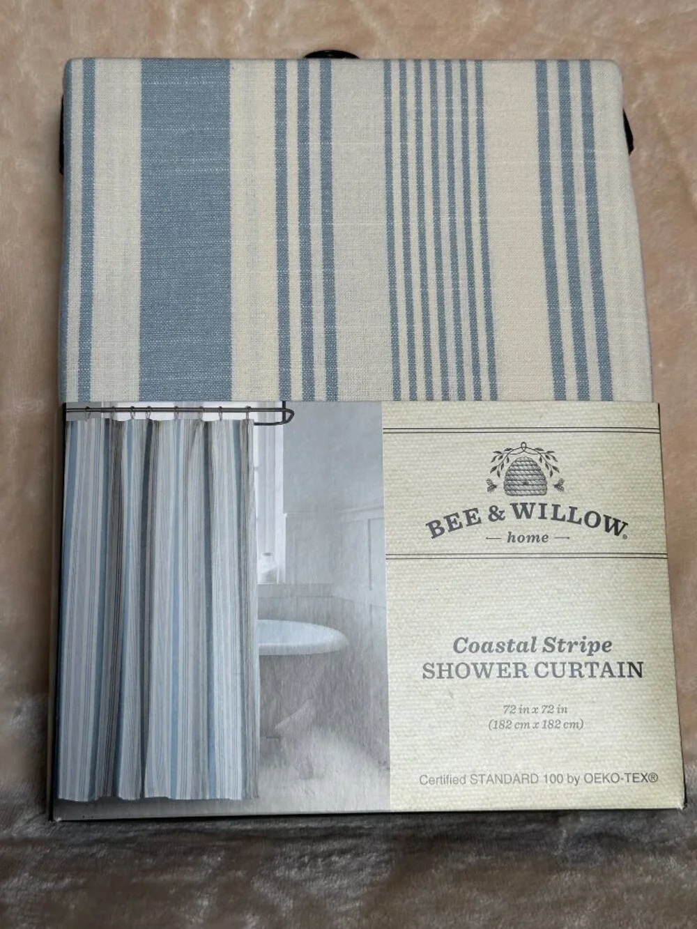 Bee & Willow Coastal Stripe Shower Curtain 100% Cotton 72
